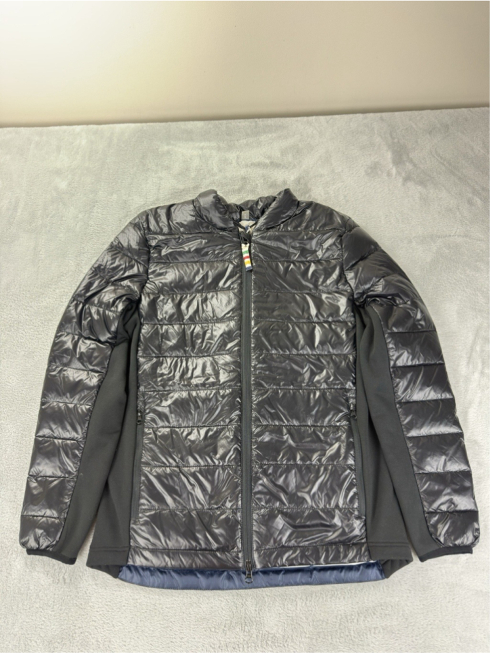 Hudson's Bay NWT Stripes Women Size Medium Black Packable Down Puffer Jacket